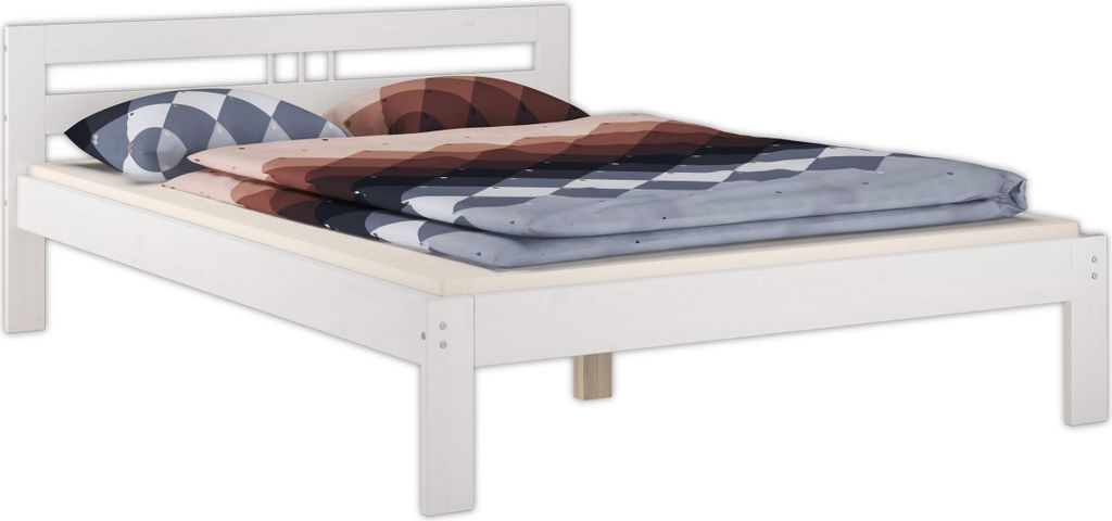 Bettgestell Kiefer massiv weiß Doppelbett 140x200 Französisches Bett Zubehör wählbar V-60.64-14Wohne Zubehör