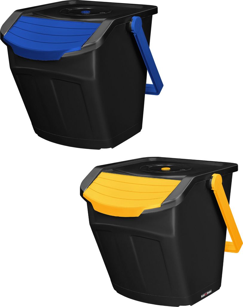 KOTARBAU Mülltrennsystem Mülleimer Küche 2 Fächer Abfalleimer Deckel Plastik Küchenabfalleimer Küchenmülleimer Recycling System Trennsyste...
