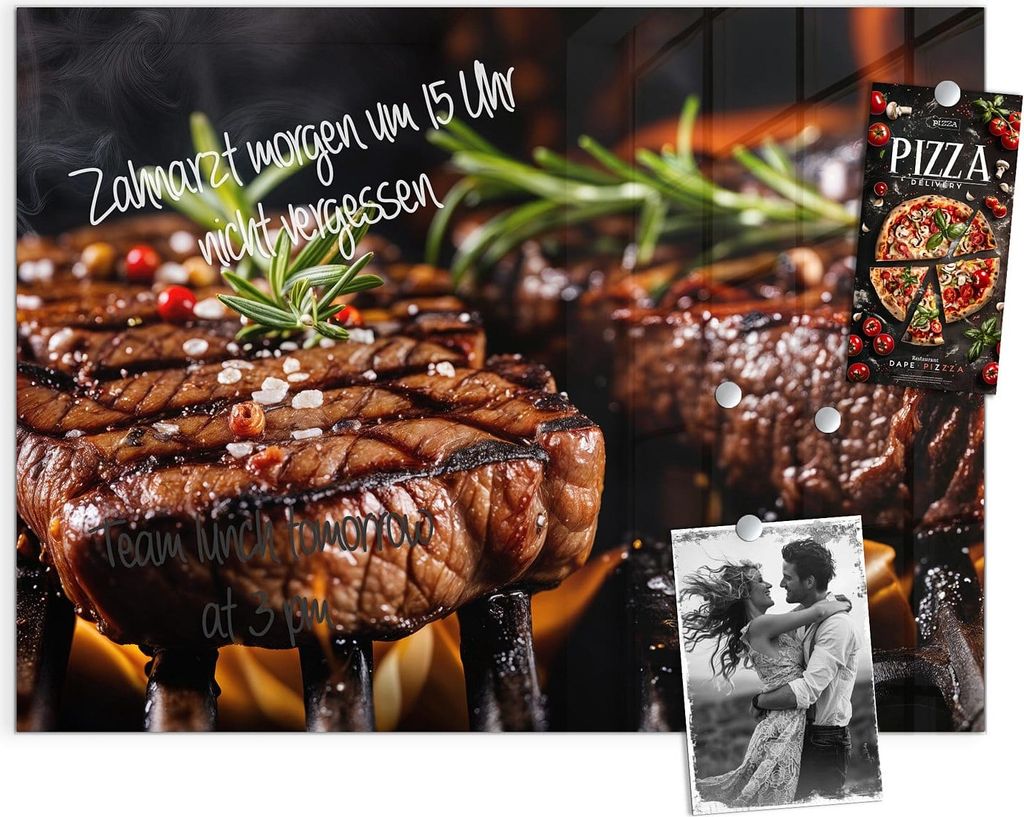 Magnettafel 120x90cm Pinnwand Whiteboard beschreibbar - Gegrillte Steaks
