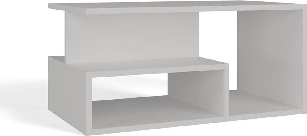 Moderner PRIMA Couchtisch mit zusätzlicher Ablage – Minimalistisches Design | Farbe: Weiß | Größe: 90x51x43 cm