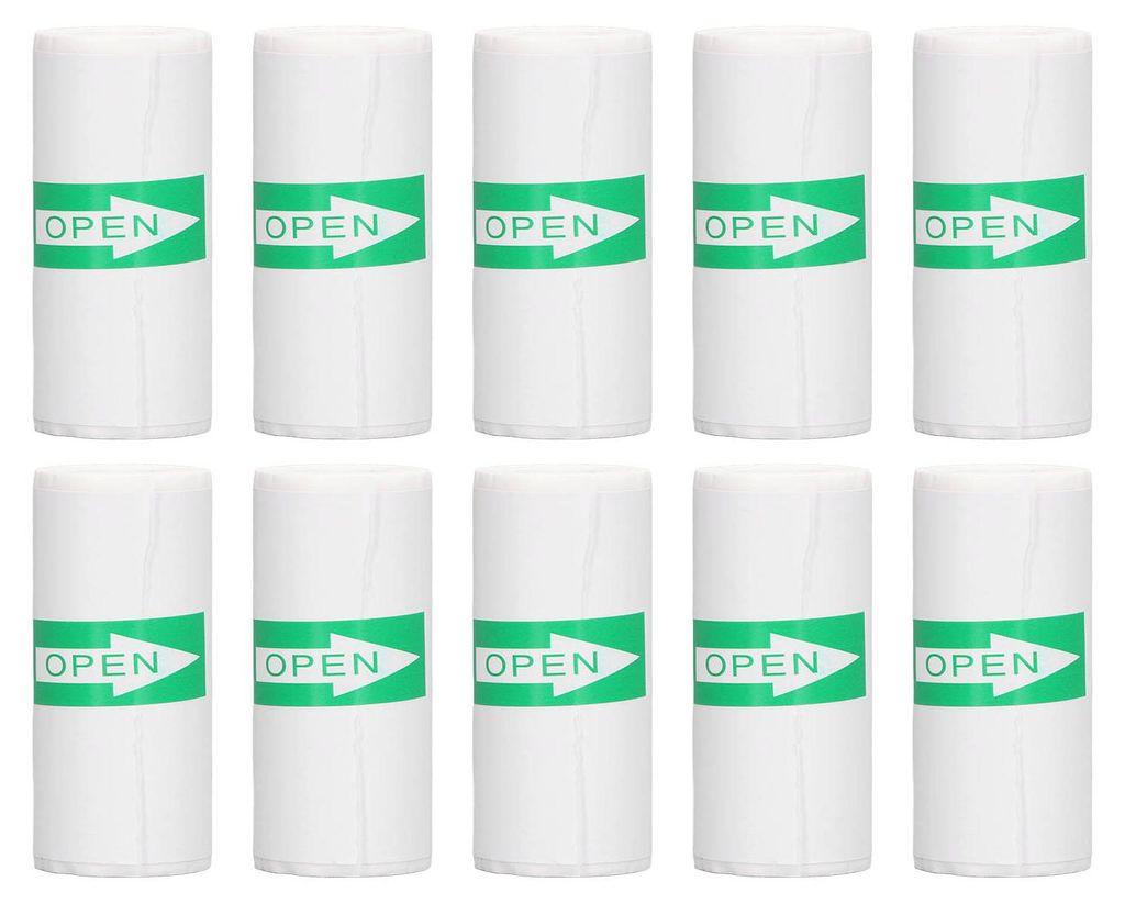 10 Rollen Thermodruckerpapier, selbstklebende Rolle, weiß, bedruckbarer Quittungsaufkleber, 57 x 25 mm