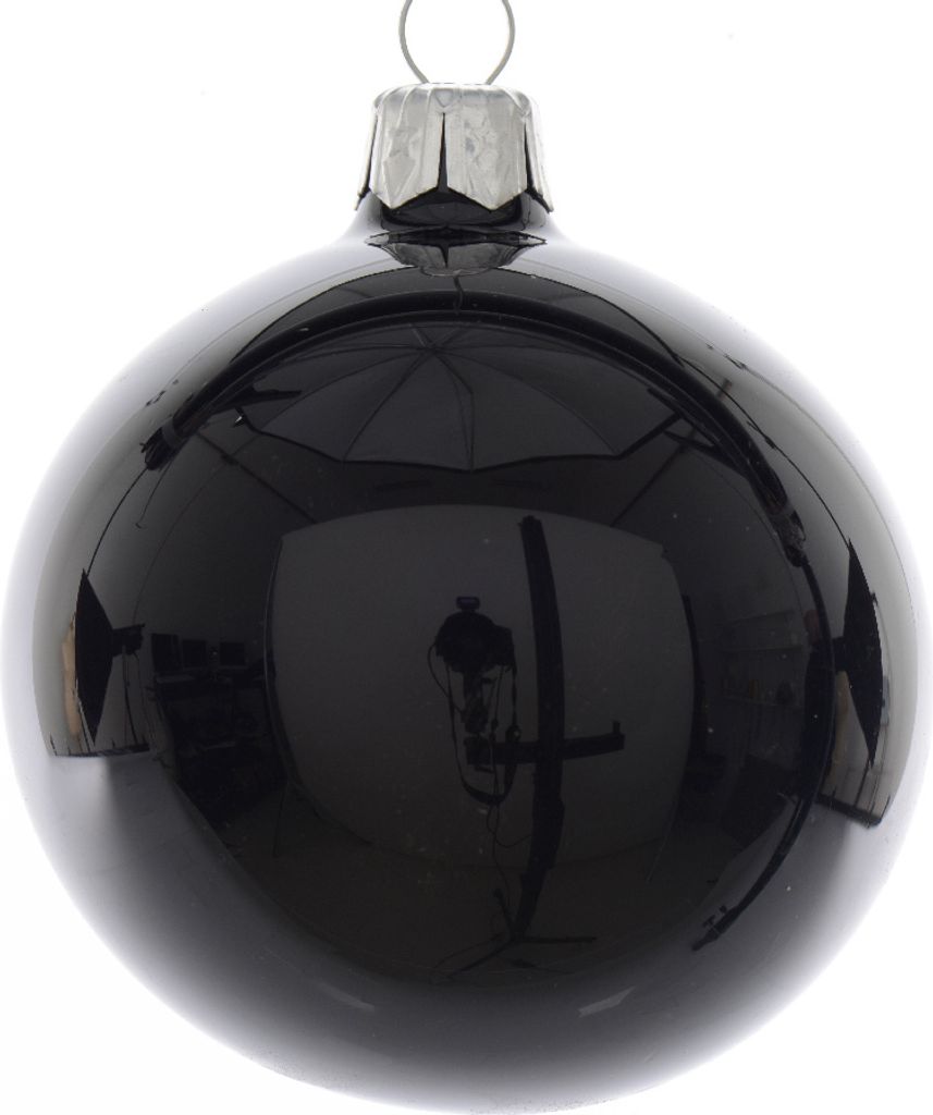 Weihnachtskugeln Glas 6cm mundgeblasen 6er Box - Schwarz Produktbild 
