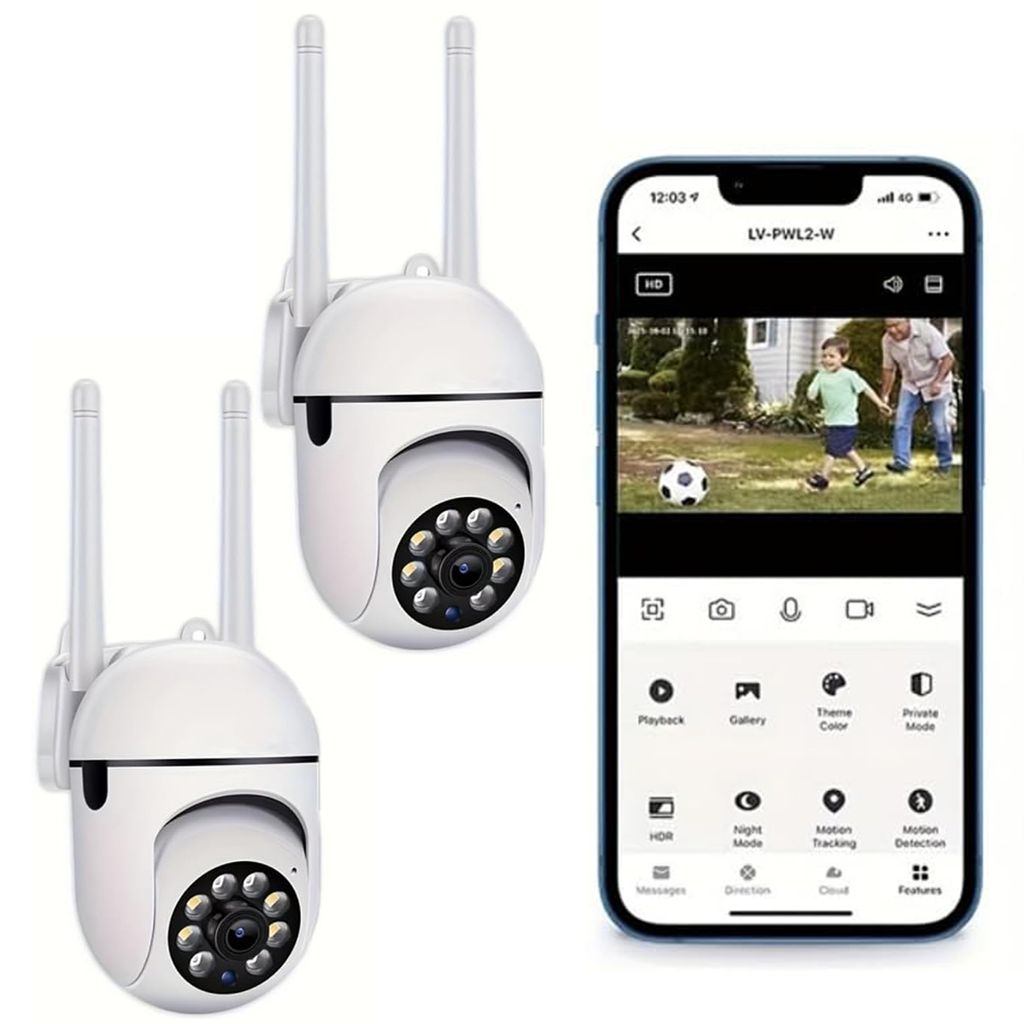 BOYKEEP 2 Stück Überwachungskamera 2,4 GHz WLAN 360 ° Produktbild