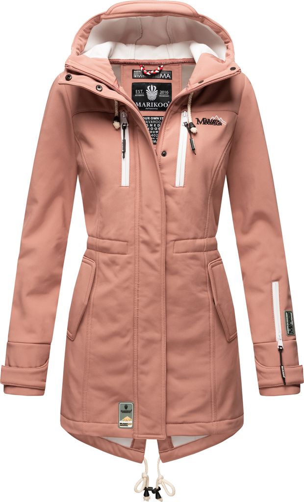 Marikoo Zimtzicke Damen Wasserdichte Softshell Jacke mit Kapuze Outdoor Regenjacke Regenmantel Terracotta Gr. 34 - XS