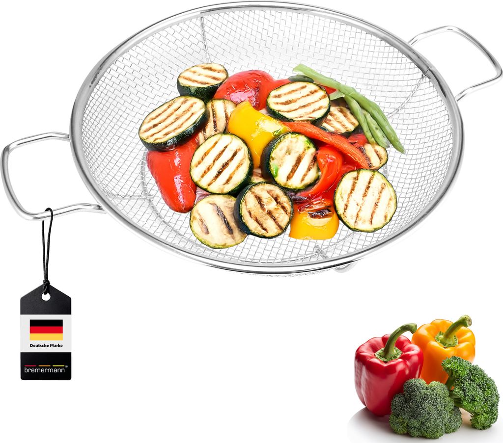 bremermann Grillkorb rund / Edelstahl Ø ca. 30 cm / 2 Griffe