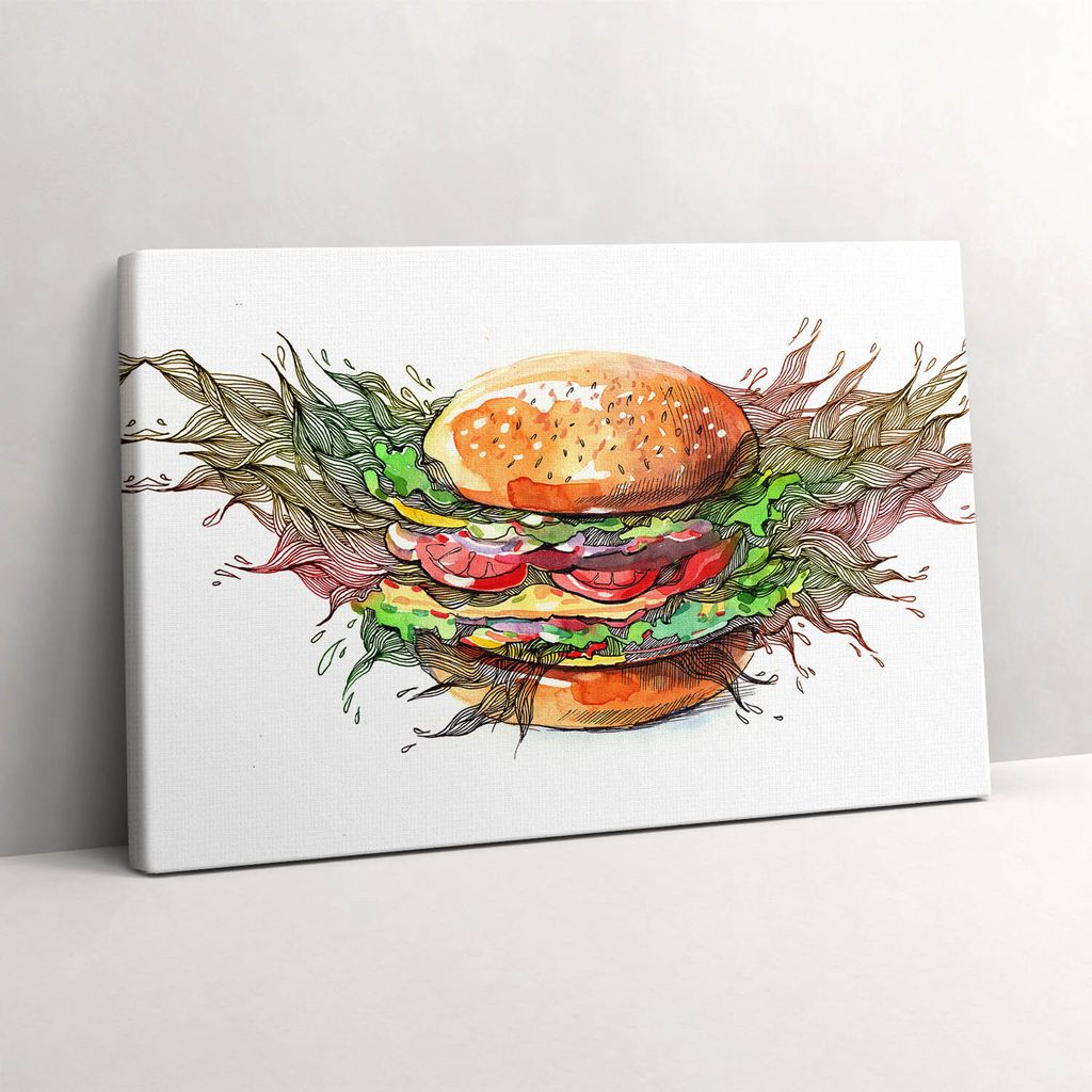 XXL-Käse-Burger – Leinwandbild Wandbild – 60x40 cm – Leinwandbilder – Wandbilder – Schlafzimmer – Flur