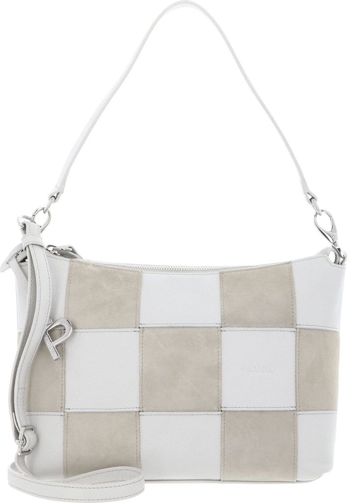 PICARD Leder Umhängetasche Schultertasche Chess Crossbody Bag Shark hellgrau
