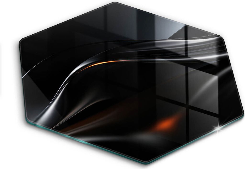 Glasschneideplatte - Herdabdeckplatte - Hexagon 40 cm -Schneidebrett - Spritzschutz - 3D -Design -Abstraktion