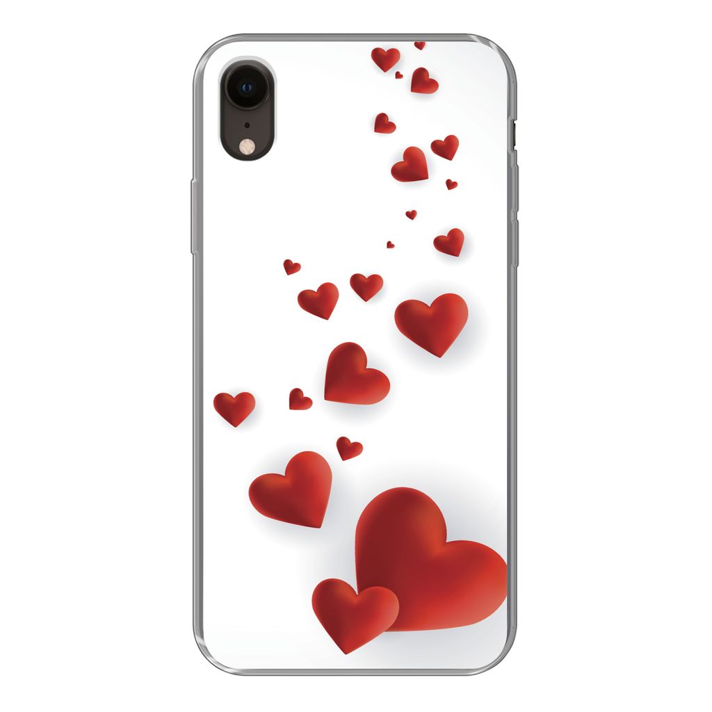 MuchoWow Handyhülle Schutzhülle Hülle für iPhone XR Eine Illustration eines Pfades der Herzen Silikon Softcase Handy Hülle - Schutzdeckel