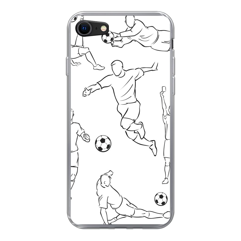 MuchoWow Handyhülle Schutzhülle Hülle für iPhone 8 Eine Illustration von Spielern in verschiedenen Positionen - Junge - Mädchen - Kinder Sil...