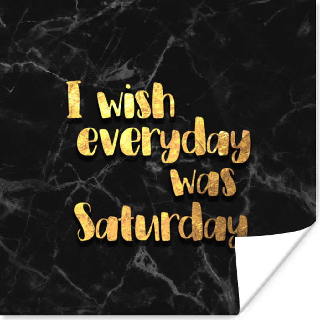 MuchoWow Poster Zitat - Wochenende - Gold - Marmor 100x100 cm - Babyzimmer