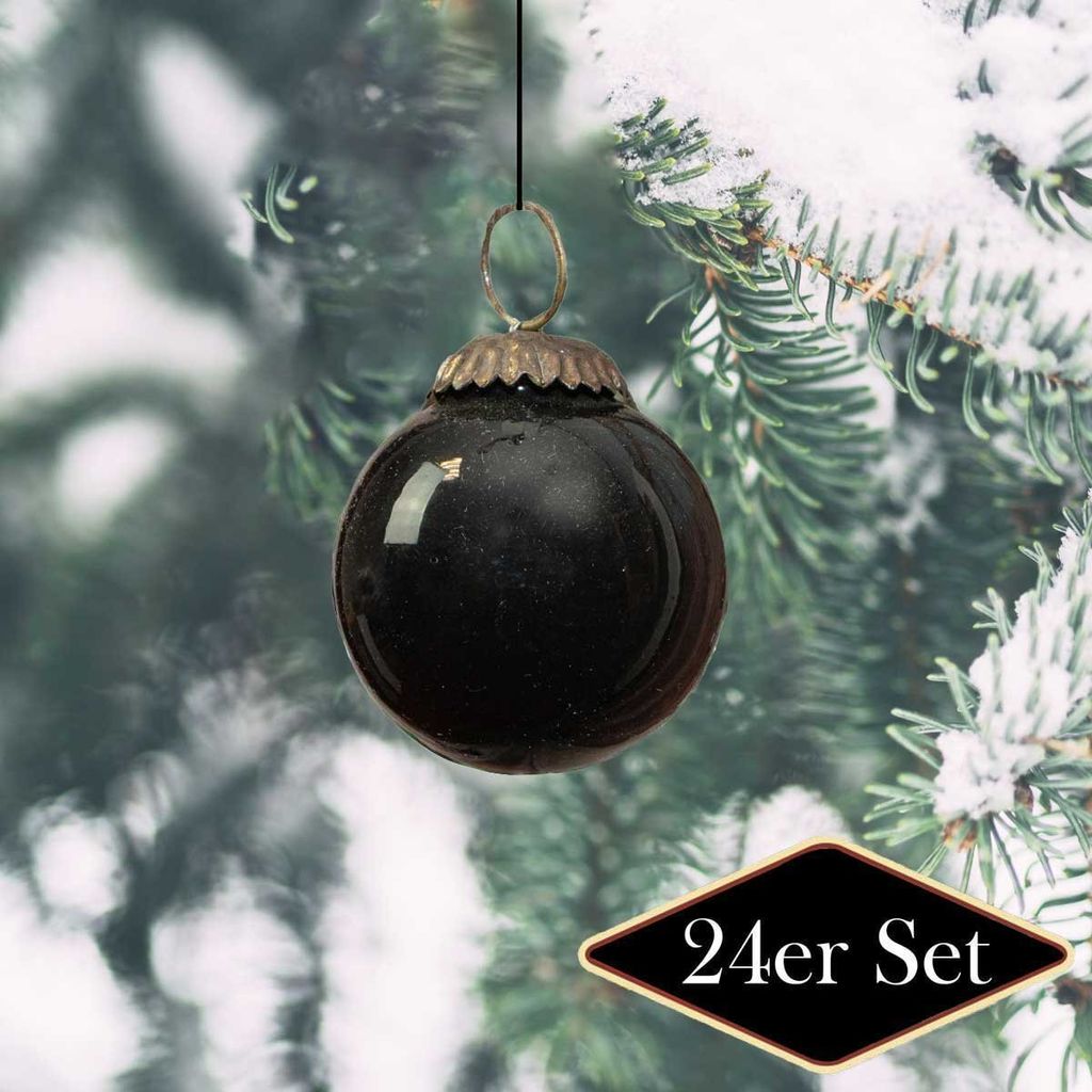 Christbaumkugelset, schwarz, klein, Weihnachten, 24er Set