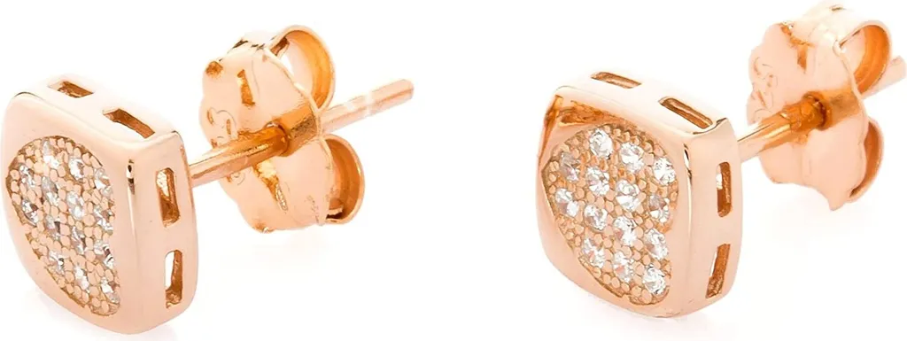 Karisma 1 paio di orecchini da donna in argento cuore oro rosa 7mm con pietre zirconiche in bianco HS-ERG16.RG