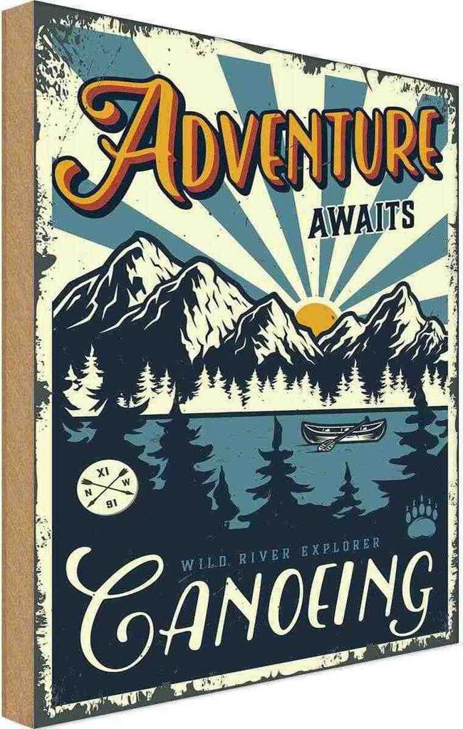 vianmo Holzschild 30x20 cm Kanu Adventure awaits Ganoeing Sport Hobby