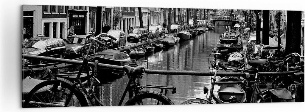 Bild auf Leinwand - Leinwandbild - Holland Kanal - 160x50cm - Wand Bild - Wanddeko - Wandbilder - Leinwanddruck - Bilder - Kunstdruck - Wanddekorat...
