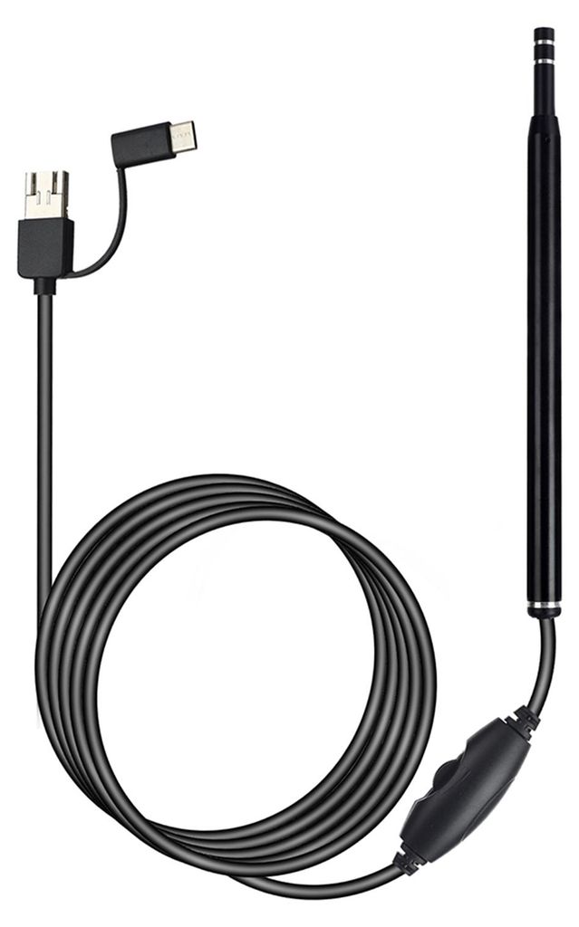 3-in-1-visuelles Earpick-Otoskop-Endoskop mit 5,5-mm-Camrea-Objektiv, Ohrreinigungswerkzeug, integrierte 6 einstellbare LED-Leuchten