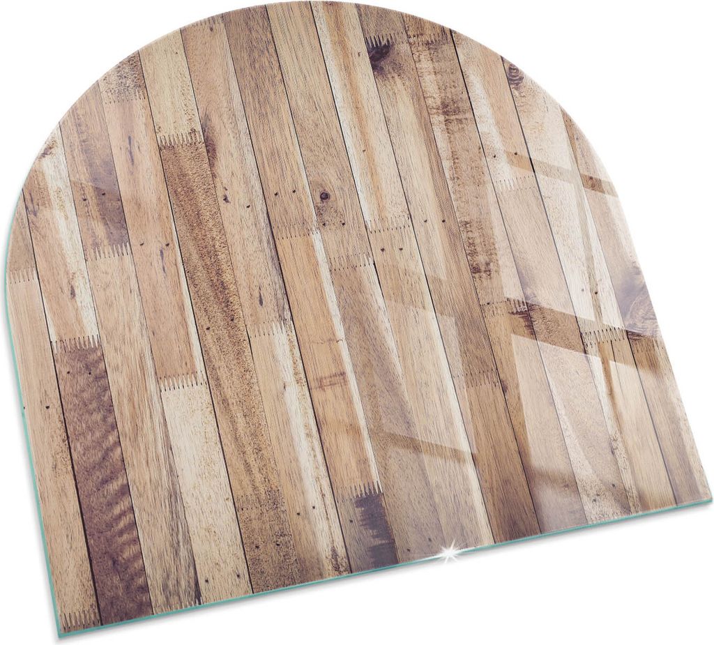 Holzbohlen in einem Arrangement – Glasbodenplatte für – Kaminofen – Kaminplatte Glas – Schutzglas – Funkenschutzplatte –Glasbodenplatt...