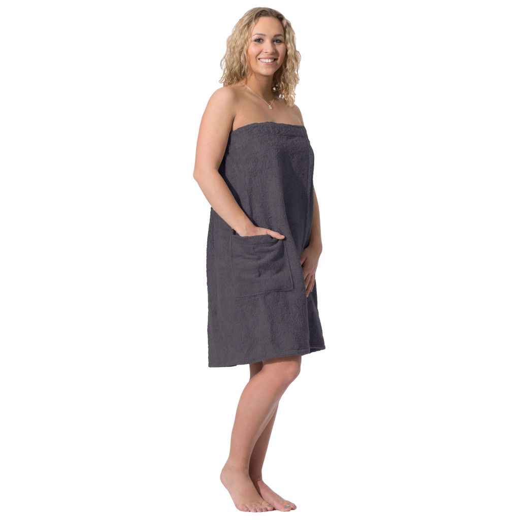 Damen Saunakilt Frottee, grau, 100% Baumwolle, S/M