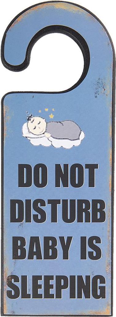 Clayre & Eef Textschild 11x30 cm Blau Schwarz Holz