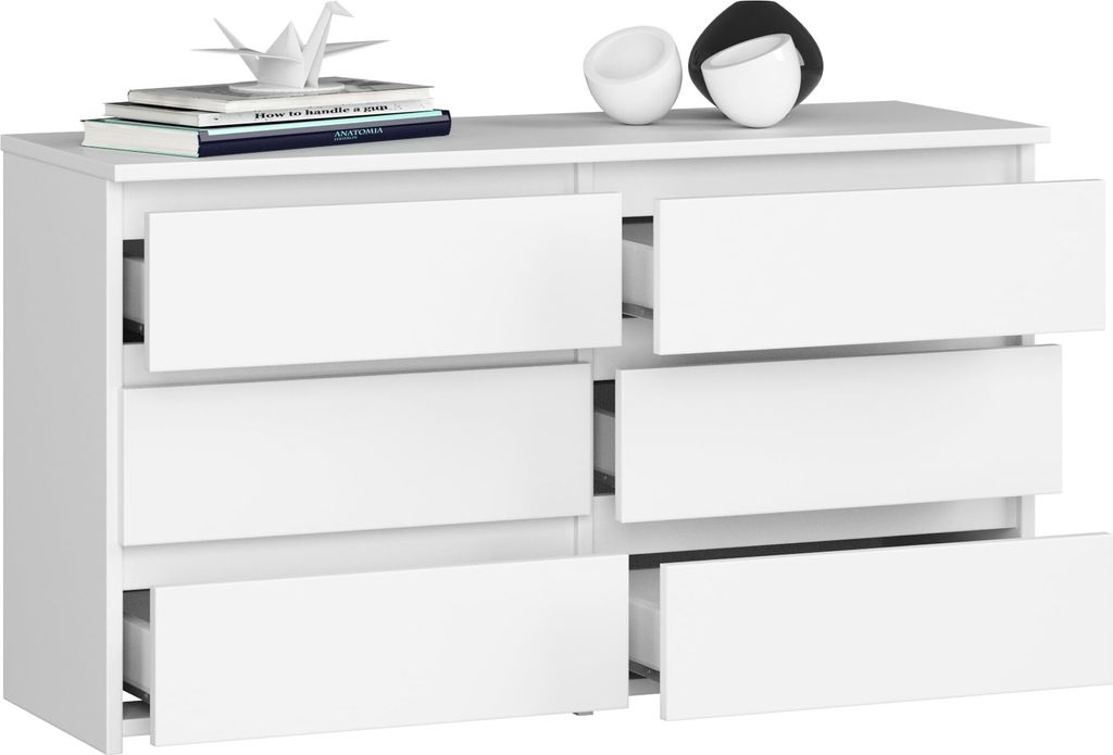 BDW, Kommode, 6 Schubladen, 100x57, Schrank, Sideboard, Weiss