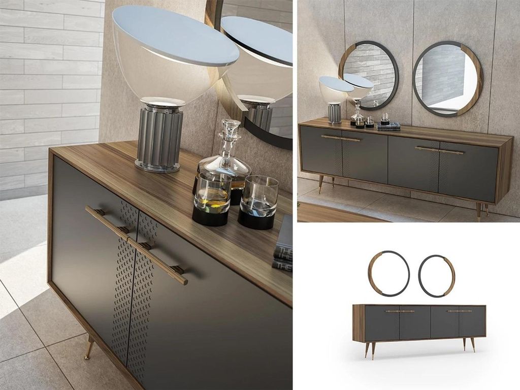 Luxus Esszimmer Set Esstisch 4x Stühle  Luxus Anrichte mit Produktbild 