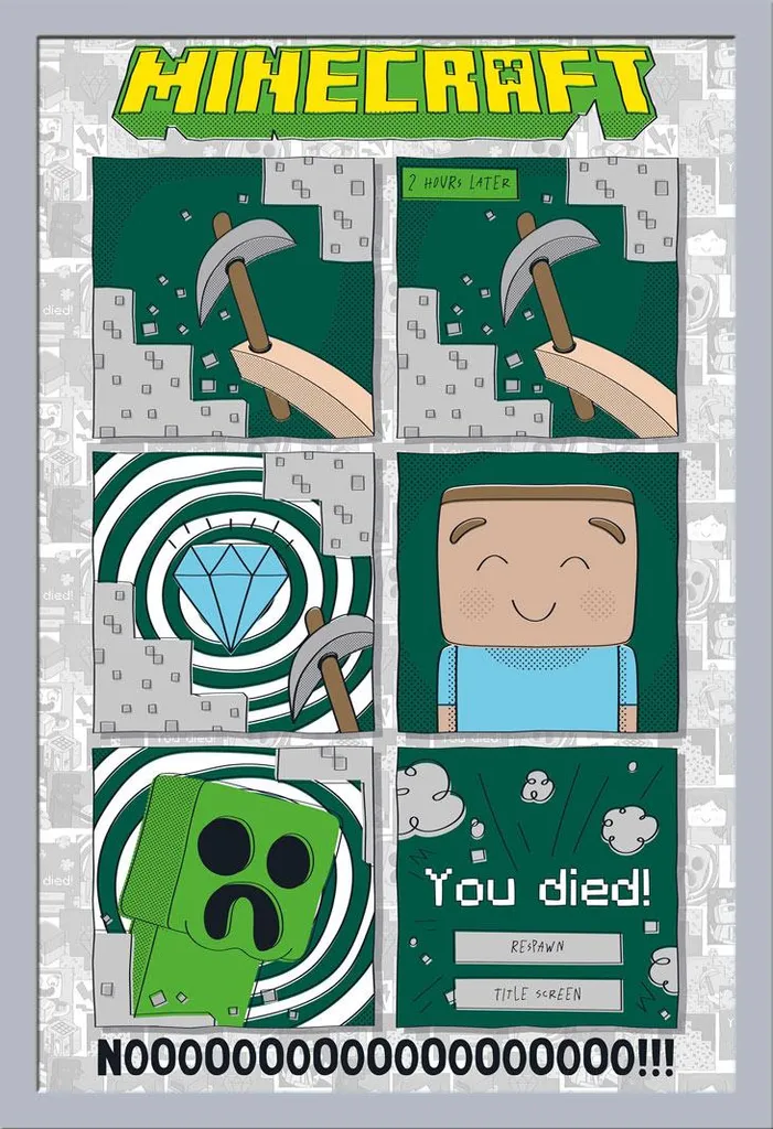 Maxi Poster Minecraft 61x91,5 cm + Cornice Argento Shinsuke® MDF