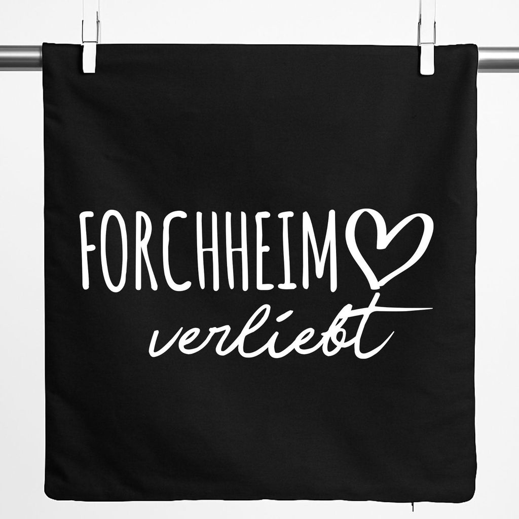 Huuraa Kissenbezug Forchheim verliebt 40x40cm Black Baumwolle Dekokissenbezug Geschenkidee