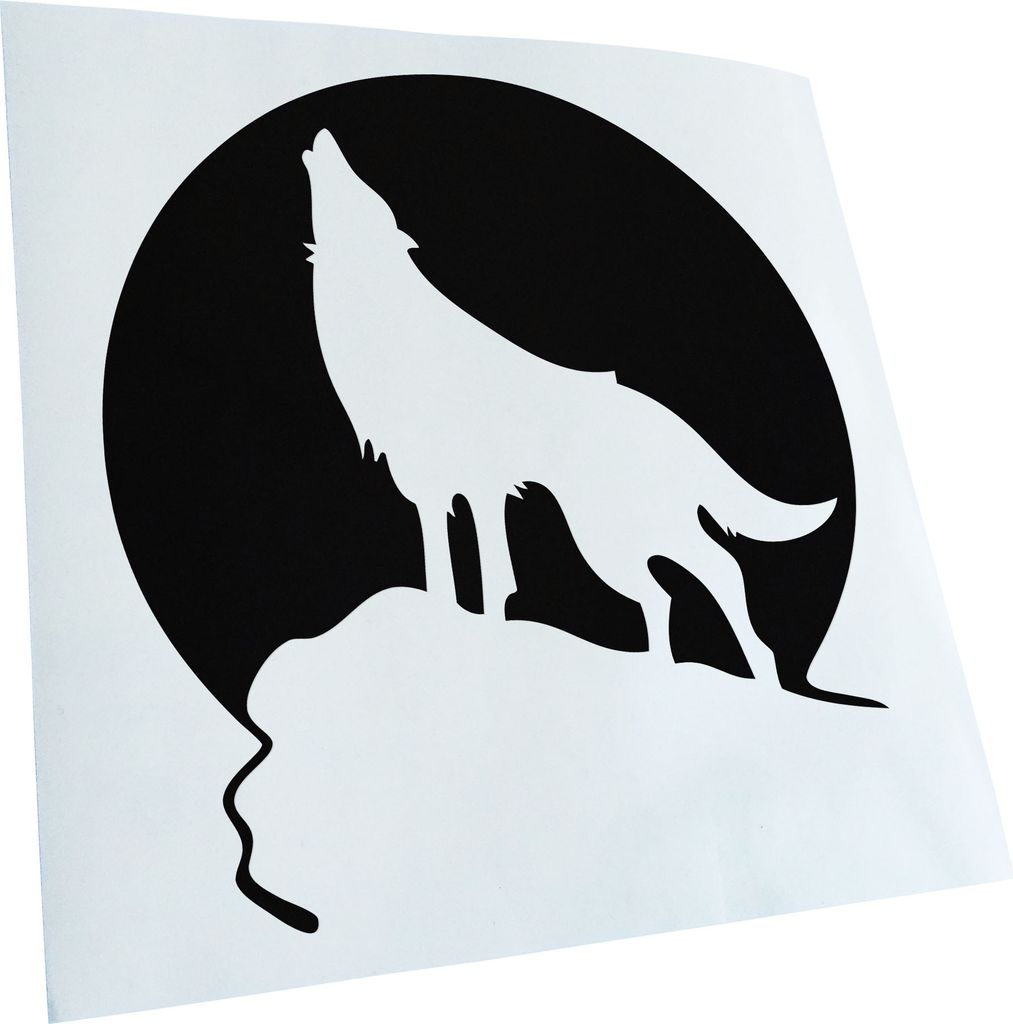 Kiwistar - Autoaufkleber - Heulender Wolf vor Mond Heckscheibe - Aufkleber für Auto Kfz Fahrrad, LKW, Truck Mofa