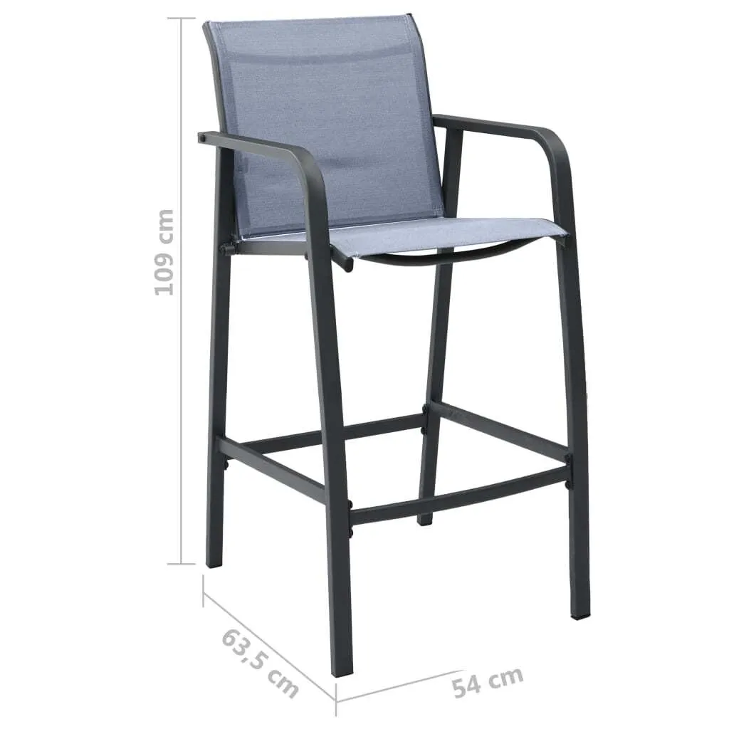 Lot de 2 Tabourets de bar extérieurs Gris avec Assise en Textilène - 7