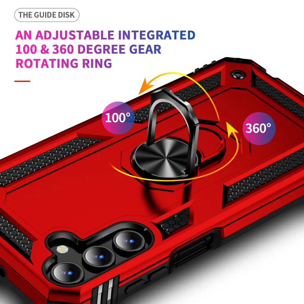 Cover Rossa Samsung Galaxy A15: Stile Rugged e Anello Multifunzione - 5