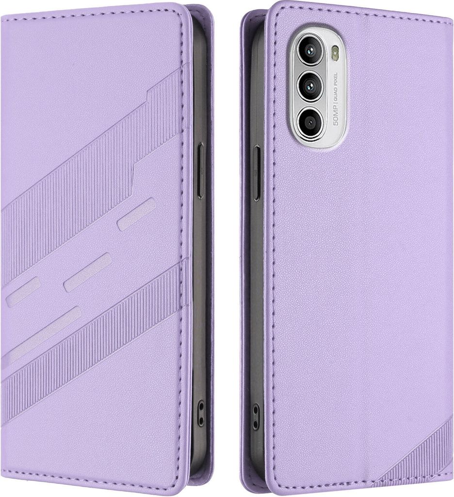 Hülle für Motorola Moto G52/Moto G82/Moto G71s, Kunstleder Brieftaschen Handyhülle mit Kartenfach und Standfunktion Violett