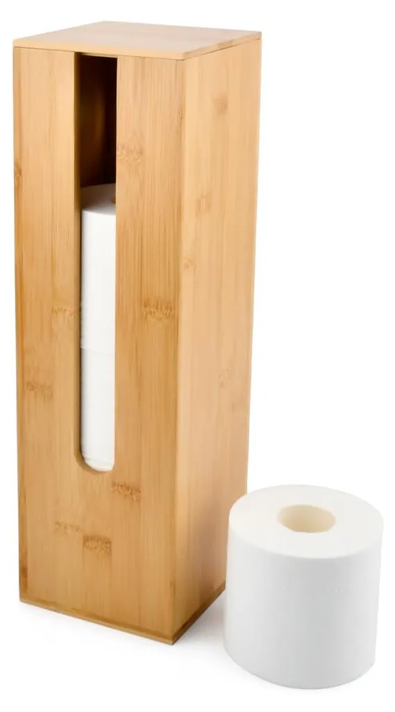Porte-papier toilette compact en bambou pour gagner de la place en WC