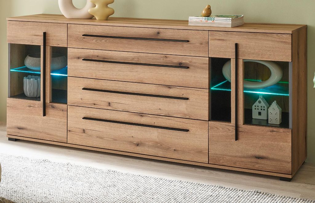 Sideboard "Design-D" in Evoke Eiche Kommode 200 cm, mit Soft-Close