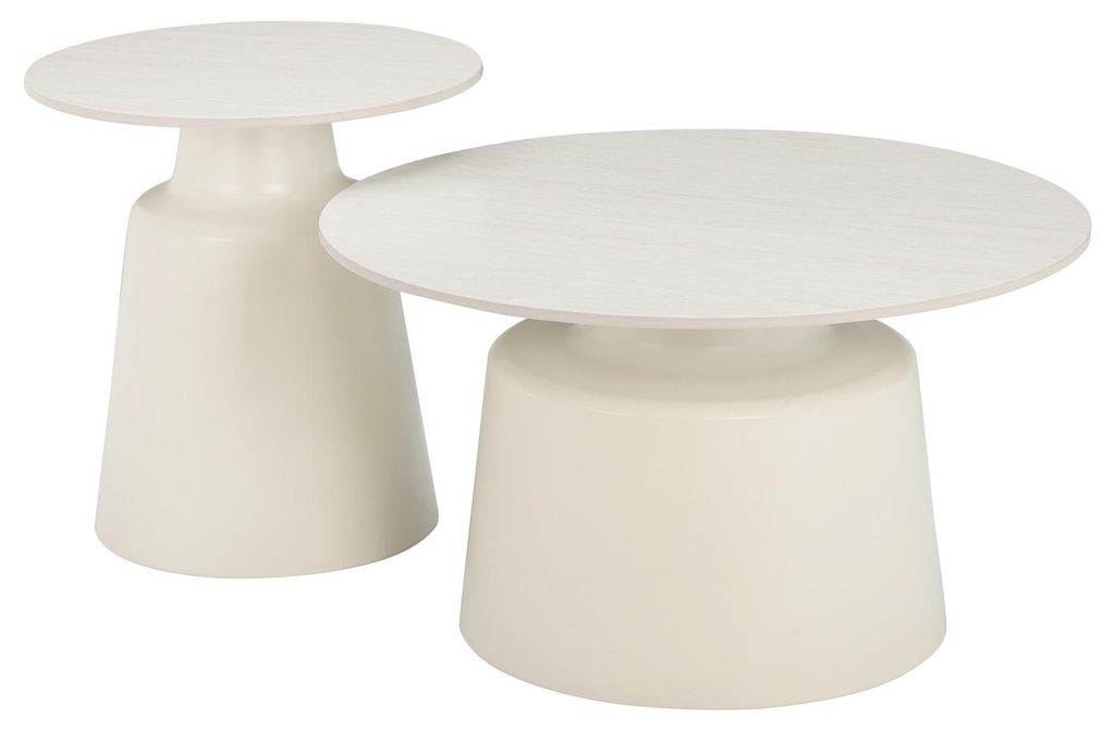 home24 Couchtisch - 2er-Set - Keramik / Metall - Cremeweiß Produktbild 