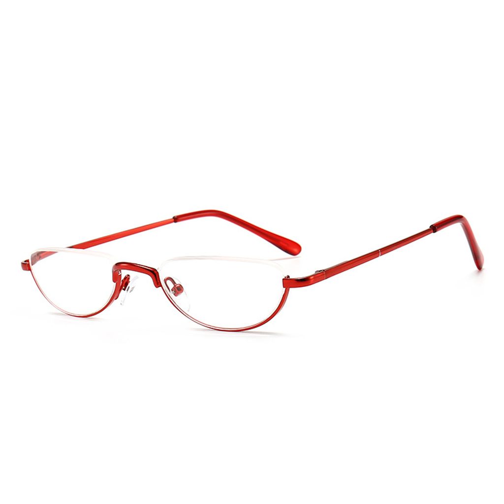 Herren Damen Lesebrille Halbmondform Leser Rot +4,0