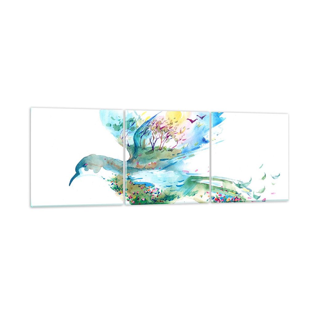 Bilder auf glas - Abstraktion Vogel Natur Bewegung - 120x40cm - Glasbilder - Wandbilder - Kunstdruck - zum Aufhängen bereit - Wanddekoration aus G...