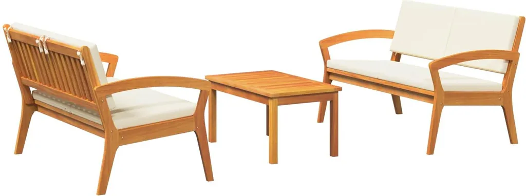 Mobilier de jardin 3 pièces vidaXL marron avec coussins moelleux