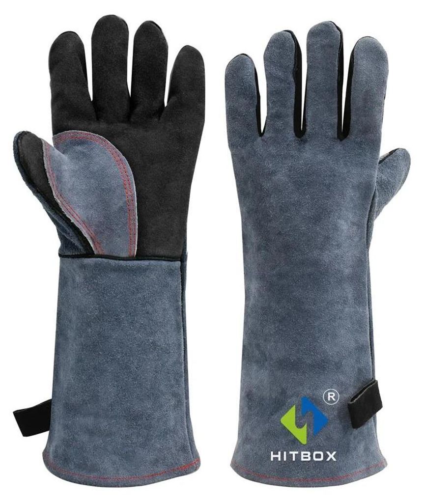 Schweißerhandschuhe - 40 cm Lange Hitzeschutzhandschuhe - Für MIG/TIG/MMA - Grill/Ofen/BBQ - - 1 Paar - Grün