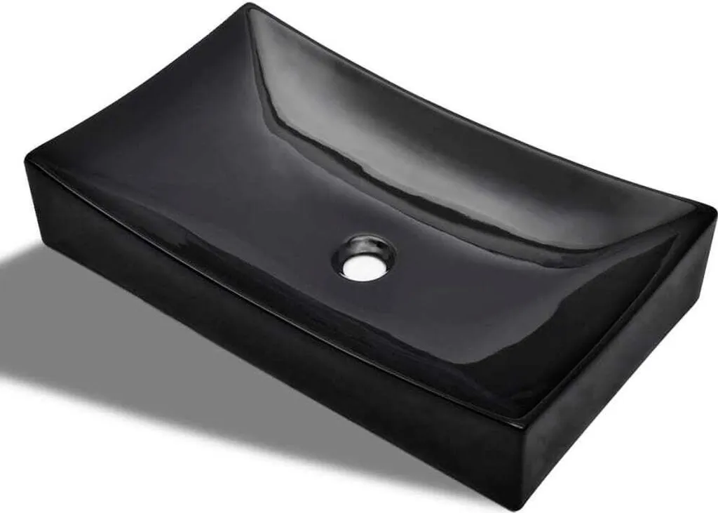 Vasque céramique rectangulaire noire finition mate - Haute qualité