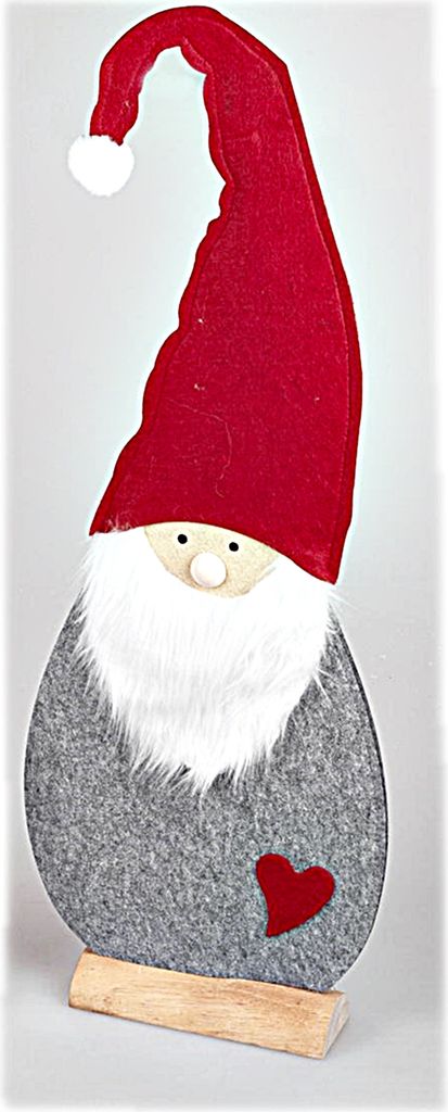 Nikolaus Figur grau-rot auf Holz-Sockel 80cm