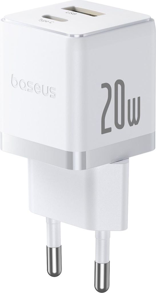 Baseus Autoladegerät Palm Fast Charger USB-C / USB-A 20W Weiß