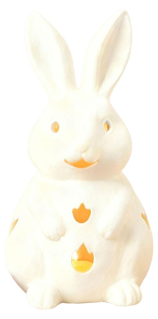 Osterkerzenständer mit Hasenmotiv, dekoratives Ornament mit feinen Schnitzereien, angenehme Haptik, kunstvoller Kerzenständer, Tischdekoration
