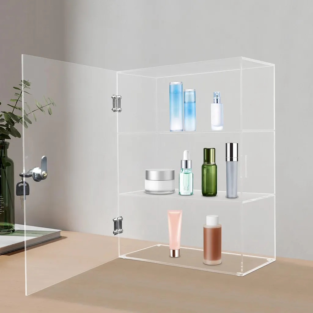 Vitrine En Acrylique Transparente – 25x20x20 Cm, Fond Blanc, Protection Anti-poussière, Pour Collection Et Figurines