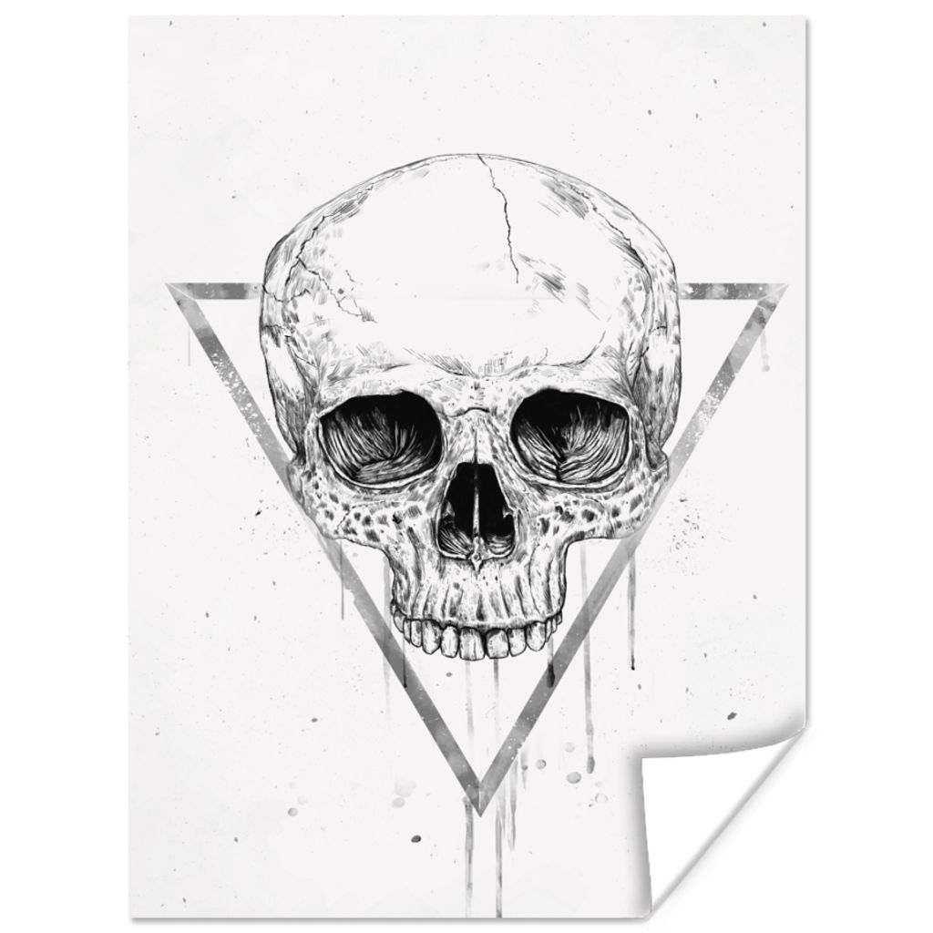 MuchoWow Poster Schädel - Dreieck - Zeichnung - Tröpfchen 90x120 cm - Wohnzimmer