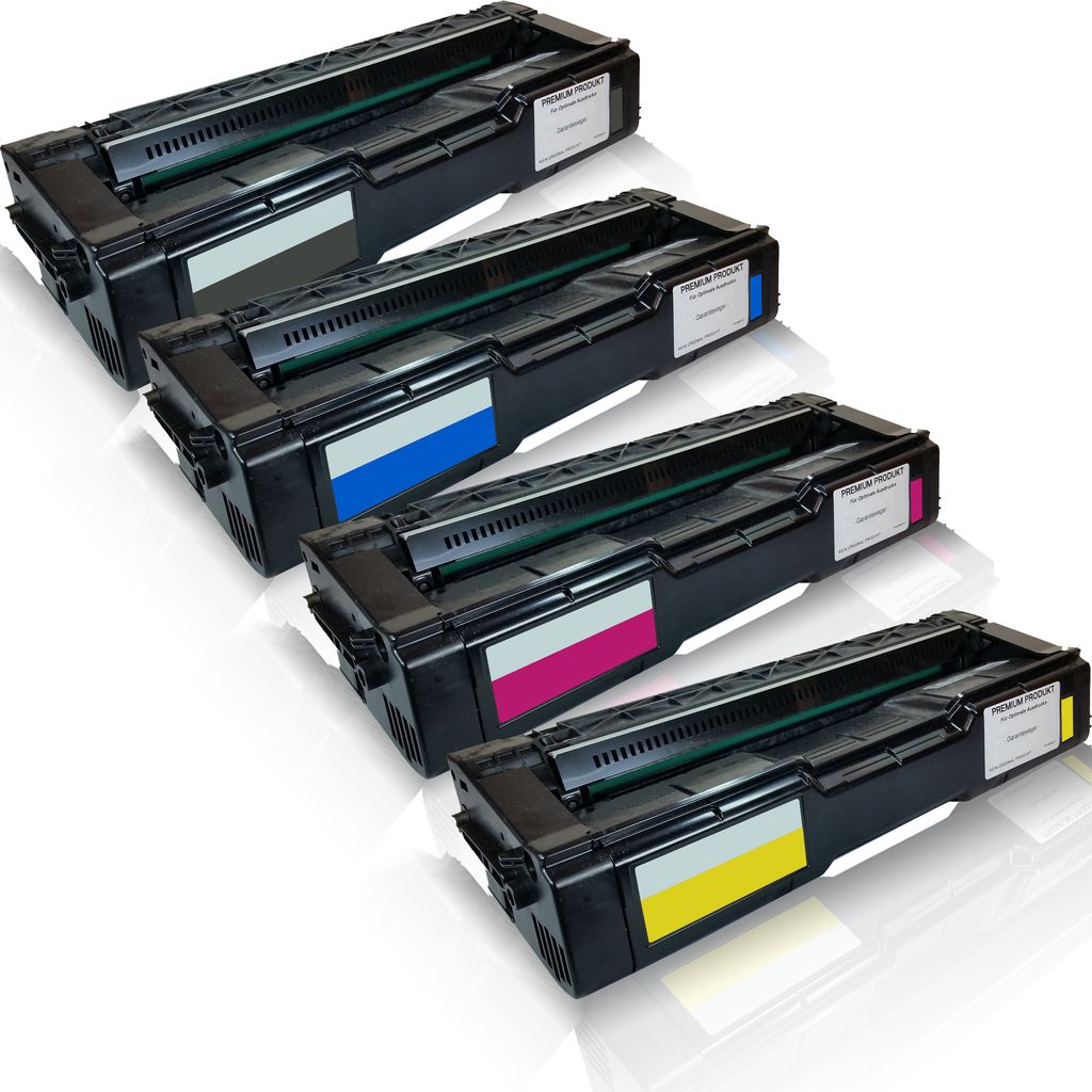 4x kompatible Tonerkartuschen für Lanier SPC250 Series SP C 252dn SP C 252sf Black Cyan Magenta Yellow Sparset KCMY - Eco Plus Serie