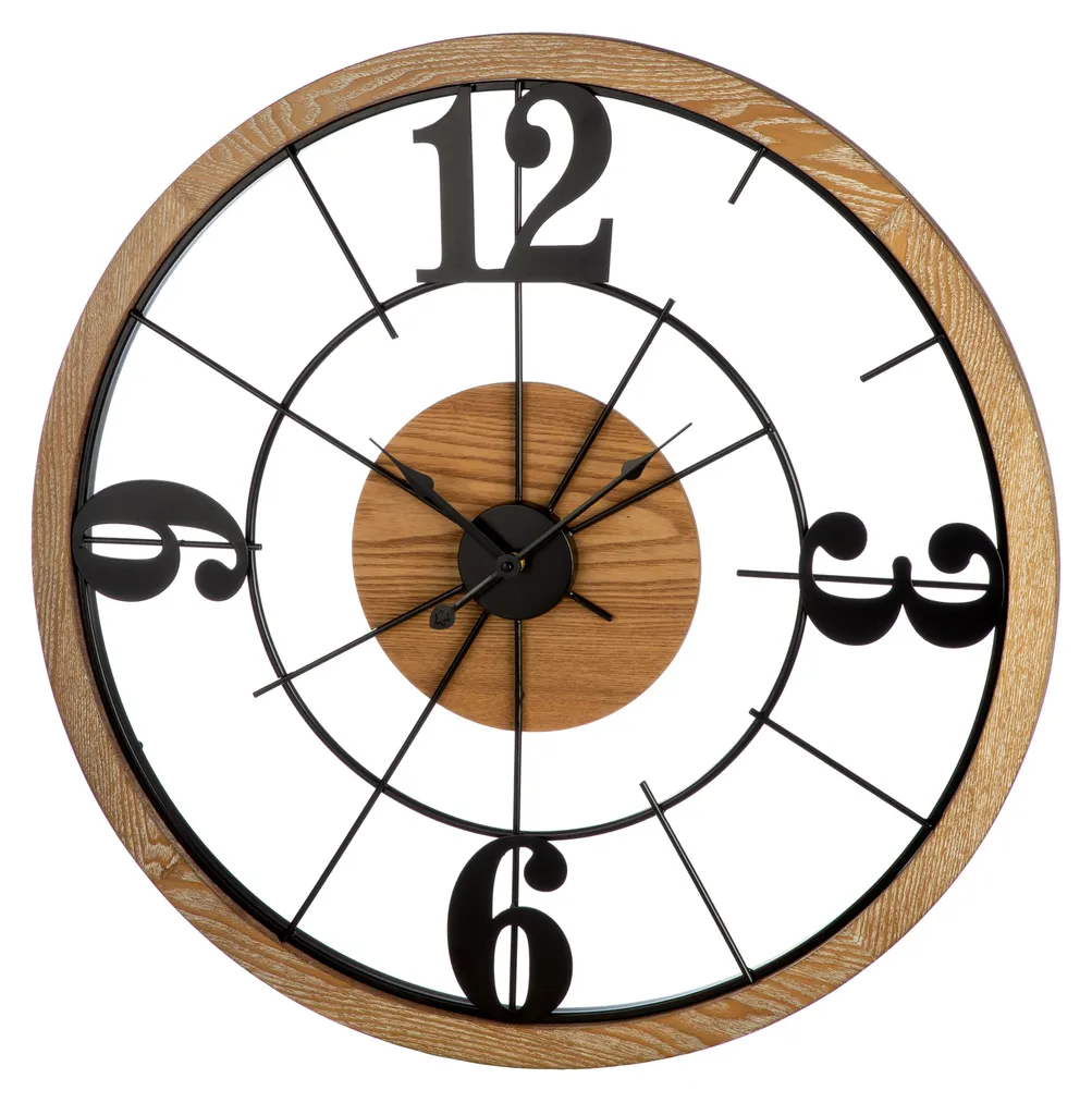 Grande horloge murale ronde métal noir Presage 70 cm objet déco chic