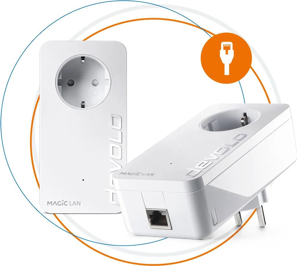 devolo Magic 2 LAN Powerline 1x Gigabit LAN Port 2x Adapter Produktbild 