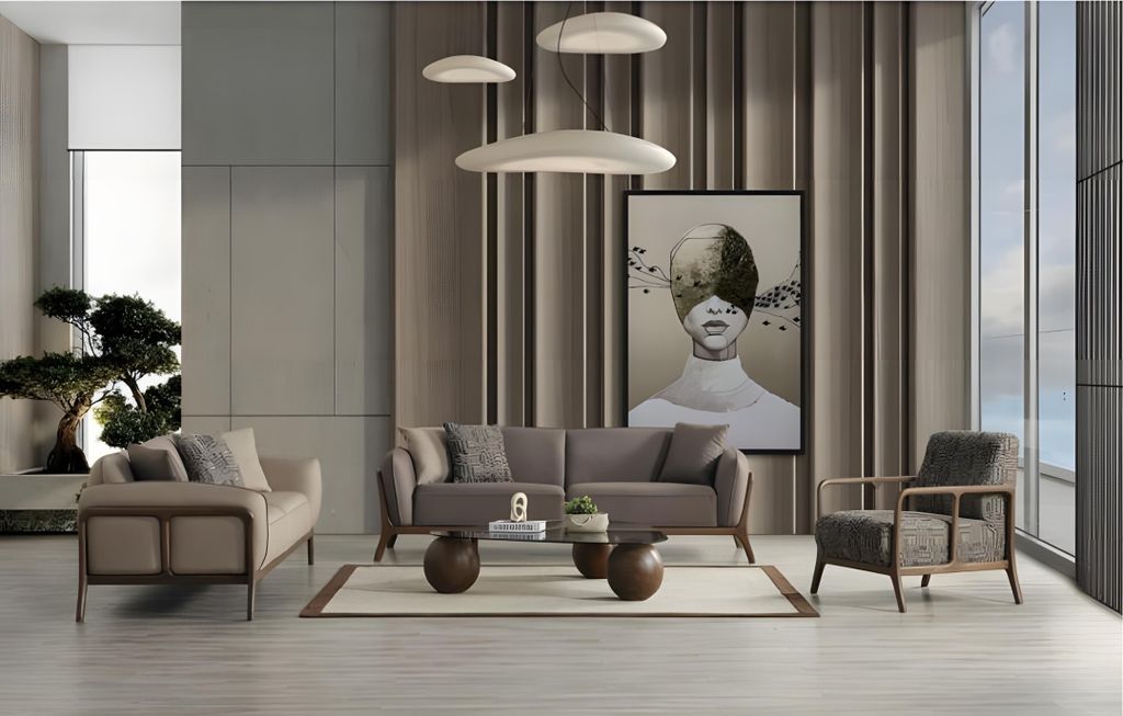 Elegantes Sofa-Set mit Sessel – Sofagarnitur Sitzgruppe Couch