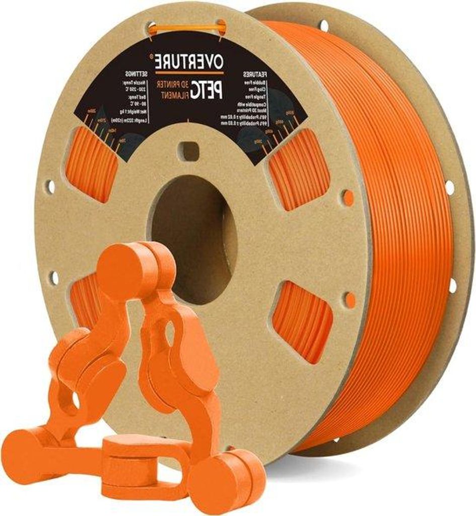 PETG-Druckervlies, 1 kg, 175 mm Spule, +/- 0,05 mm genaue Maßnäherung, oranger Farbe