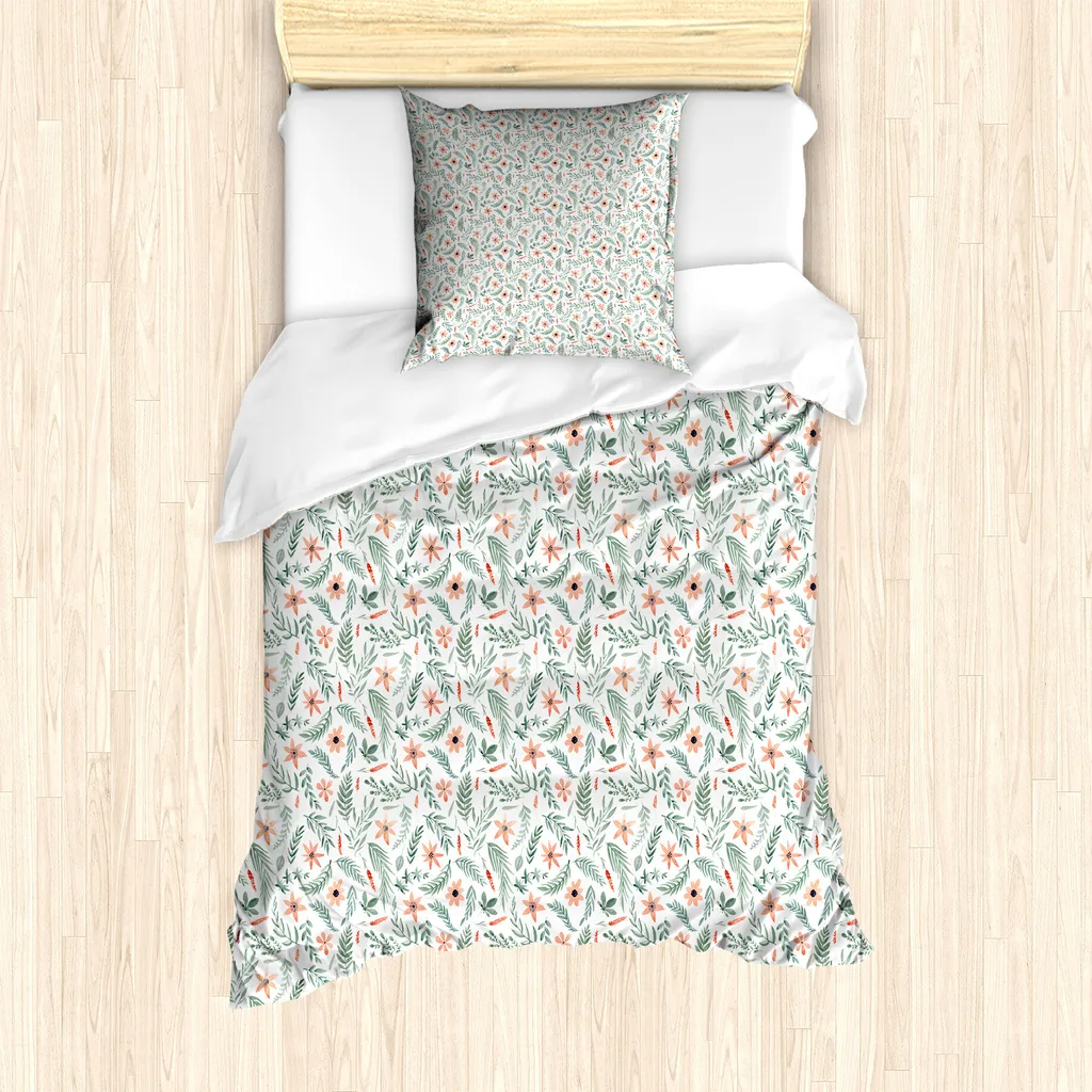 Set Copripiumino Botanico ABAKUHAUS 135x200 cm - Salmone e Verde